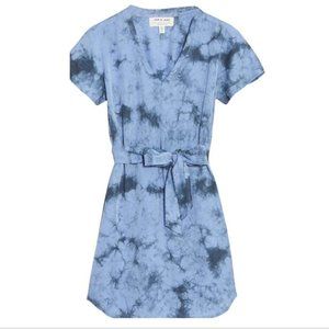 NWOT Anthropologie Blue Tie Dye Cloth and Stone Brand Casual Dress, Large